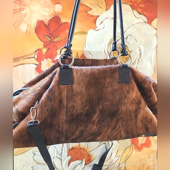 BIG BAD Cowhide Weekender BS TRADING Old West Brown Cow Fur Texas Satchel NEW - Picture 5 of 16